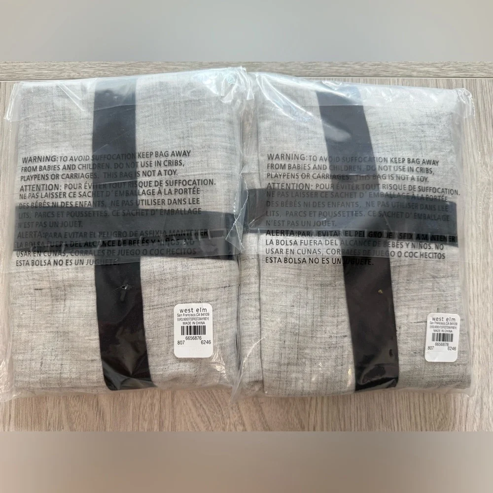 Gray European Flax Fiber Dyed Linen Sham Standard  Set of Two Brand New Unopened